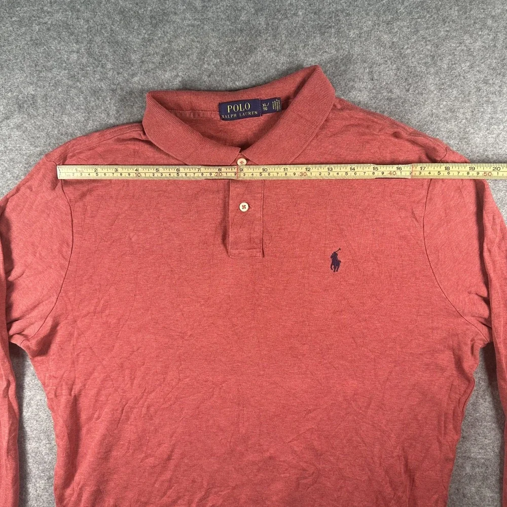 Polo Ralph Lauren Long Sleeve Polo XL Red Heathered Cotton Classic Fit
